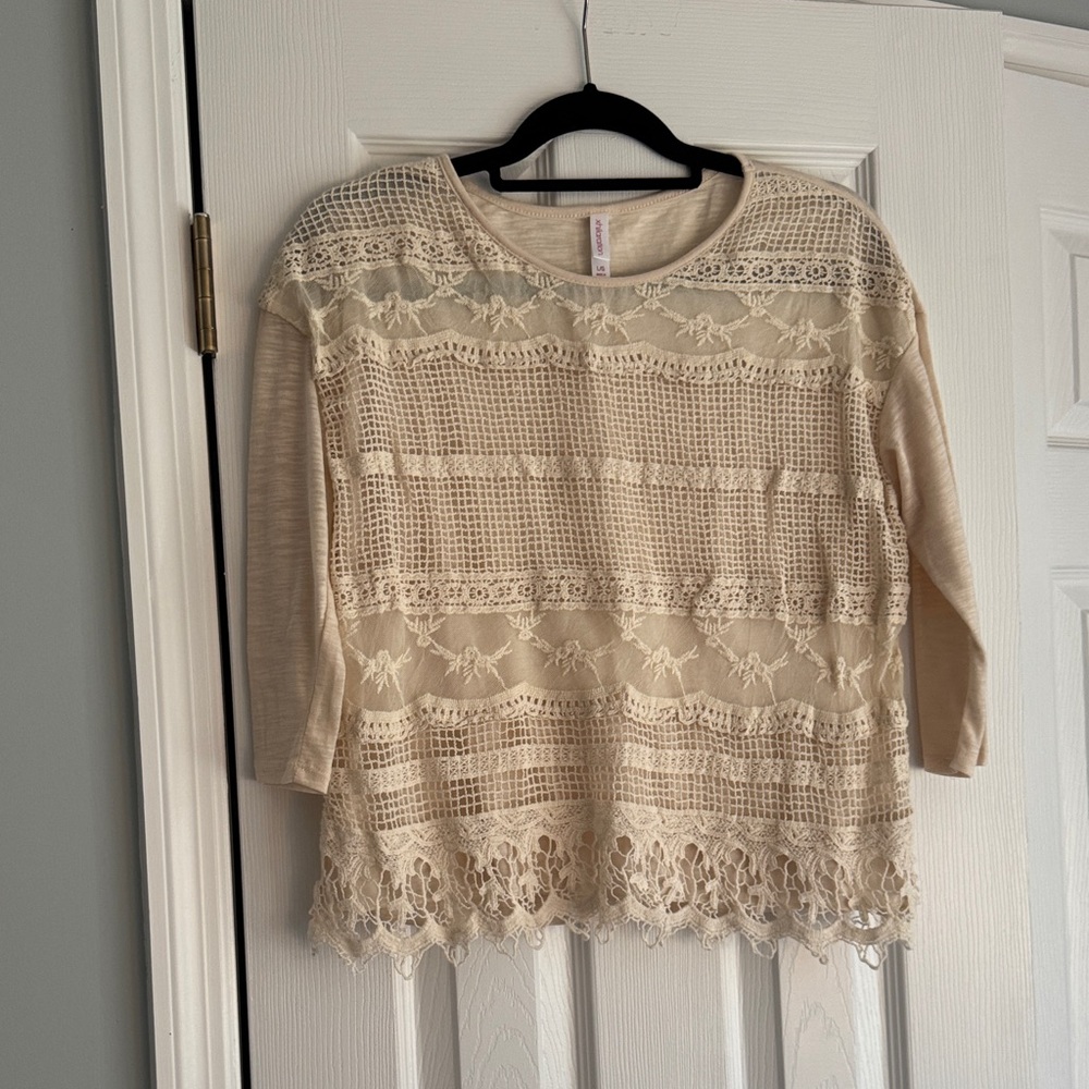Elegant Cream Lace Women Top